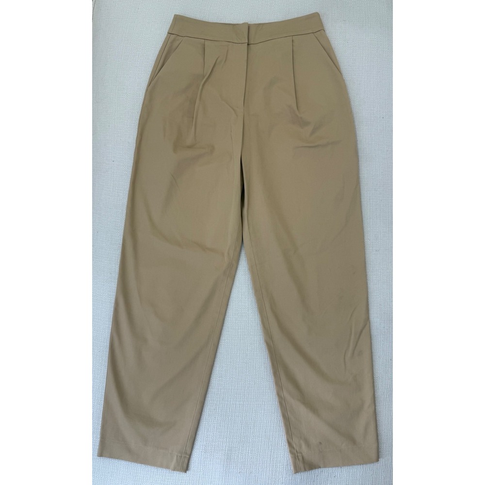 Exquise Cedar Pants Womens XS Khaki Pleated High Waist Tapered Excellent